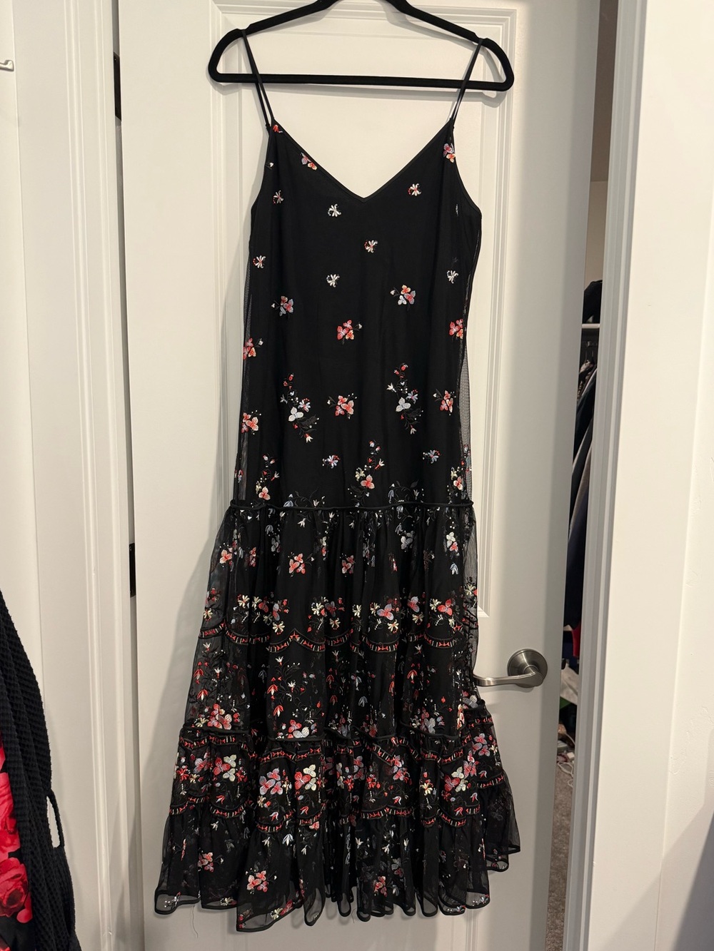 Tory Burch Black Floral Tulle Dress